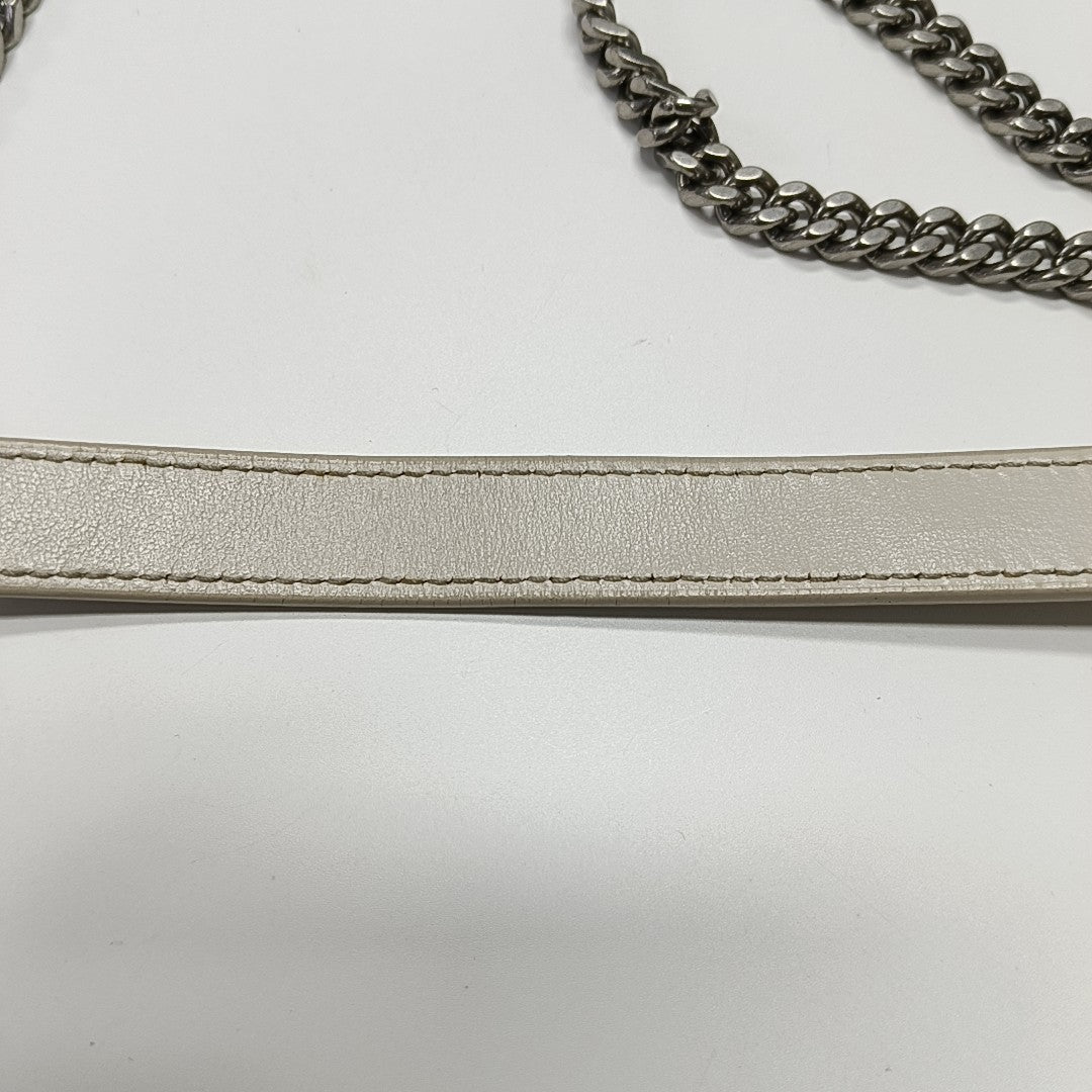 LOULOU Small Chevron Calfskin White