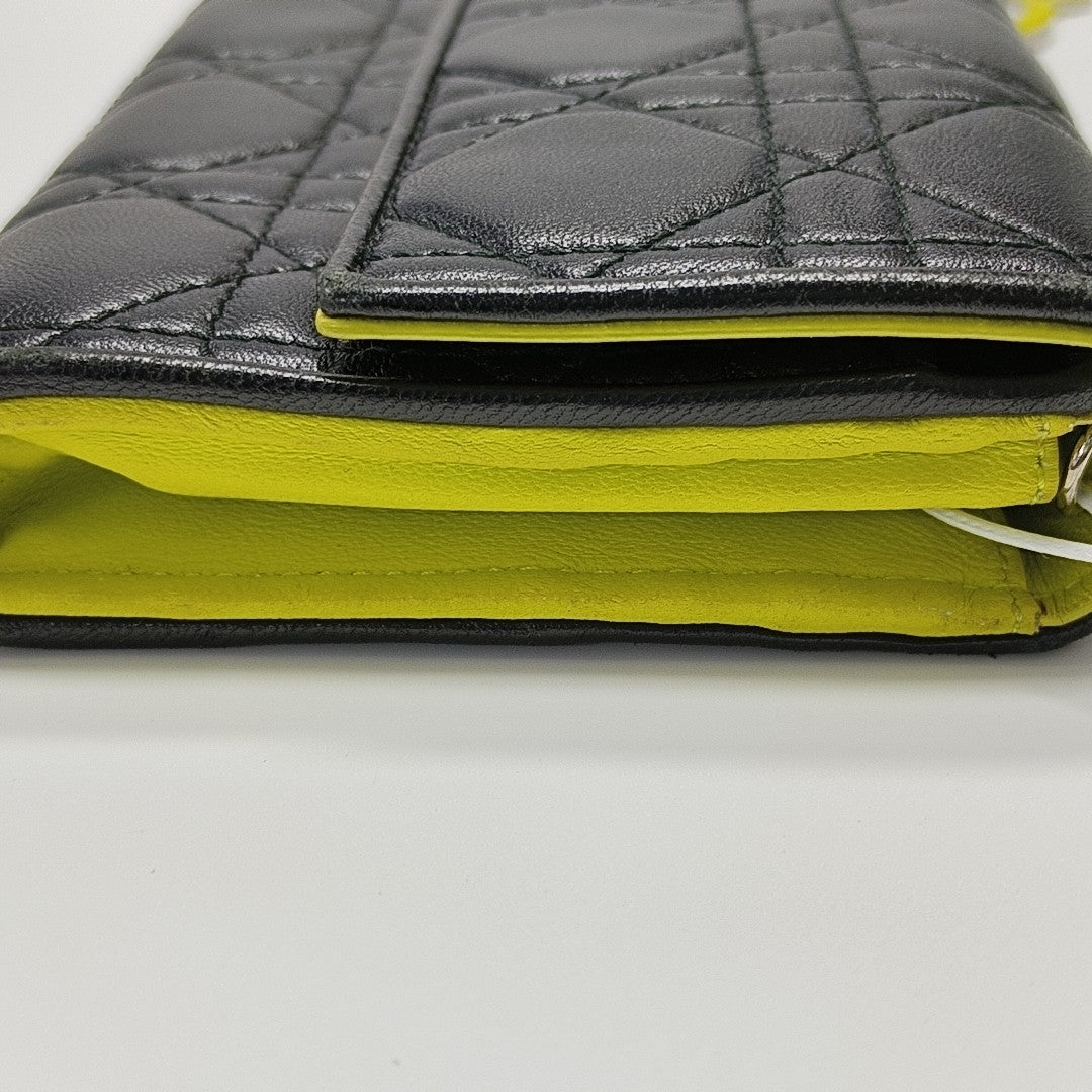 Lady Dior Small Cannage Lambskin Black Wallet
