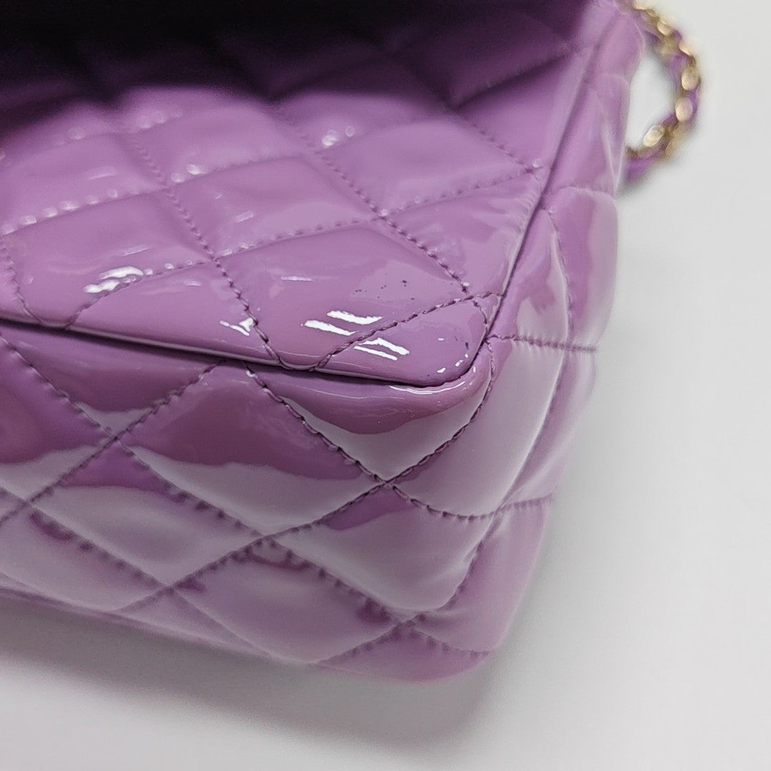 CLASSIC FLAP Mini Quilted Patent Leather Purple