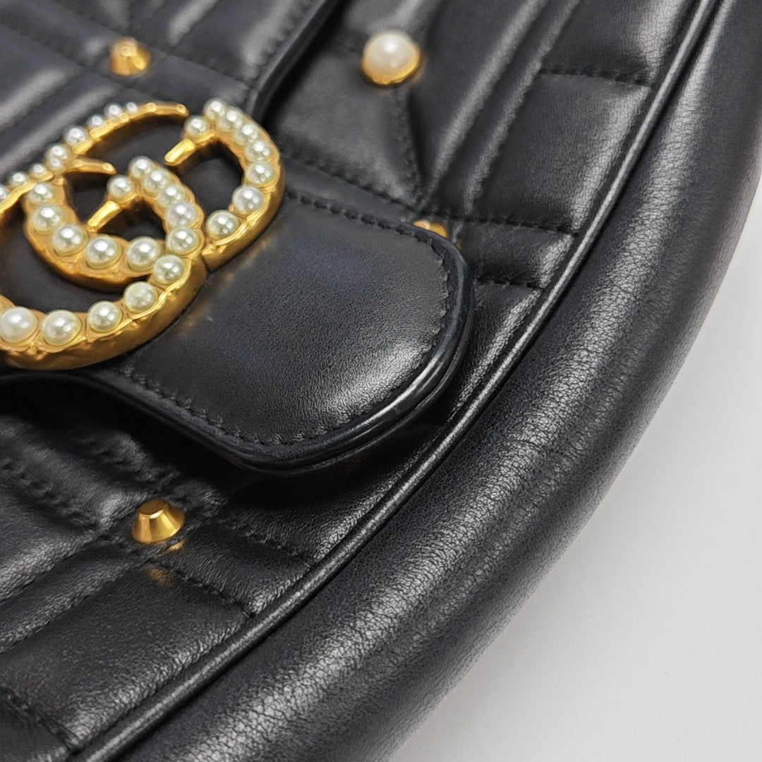 GG Marmont Medium Quilted Calfskin Black