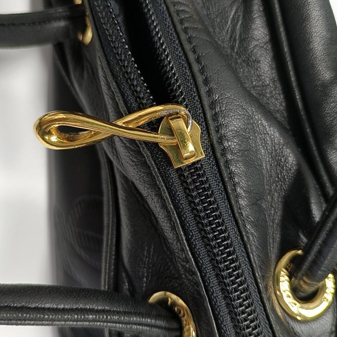Calfskin Top Handle Bag Black