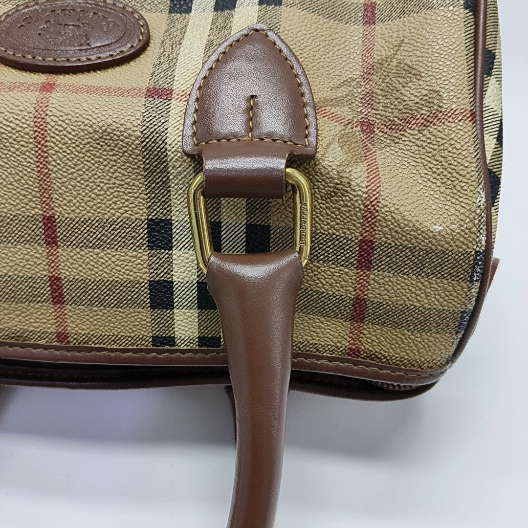 Coated Canvas Top Handle Bag Beige