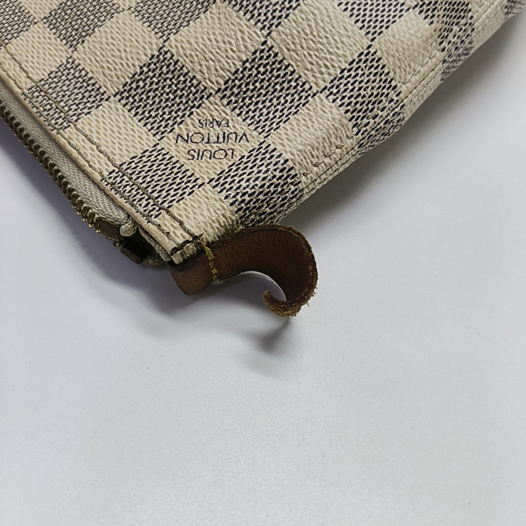 SALEYA PM Damier Azur Coated Canvas White