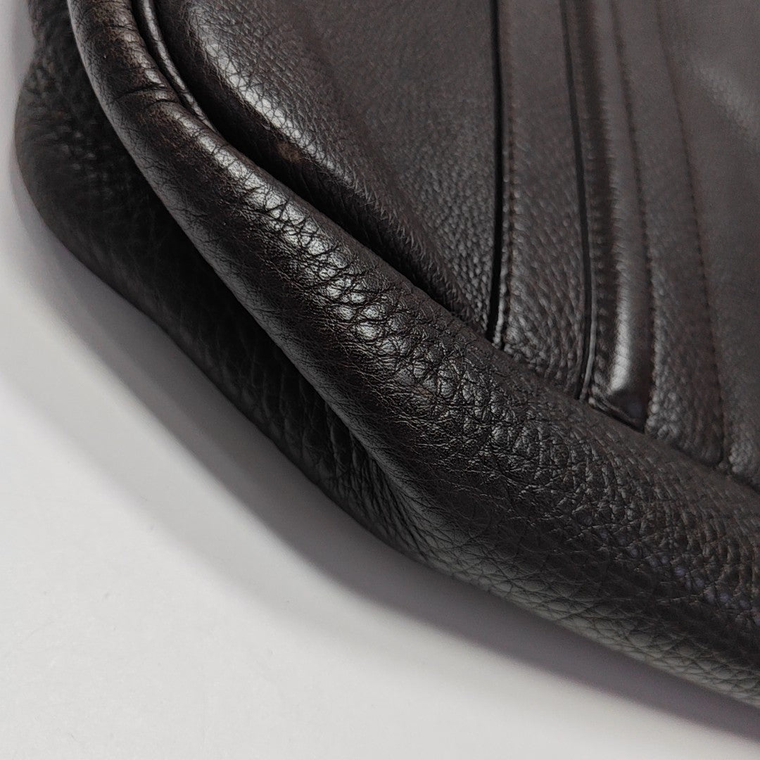 Calfskin Top Handle Bag Brown