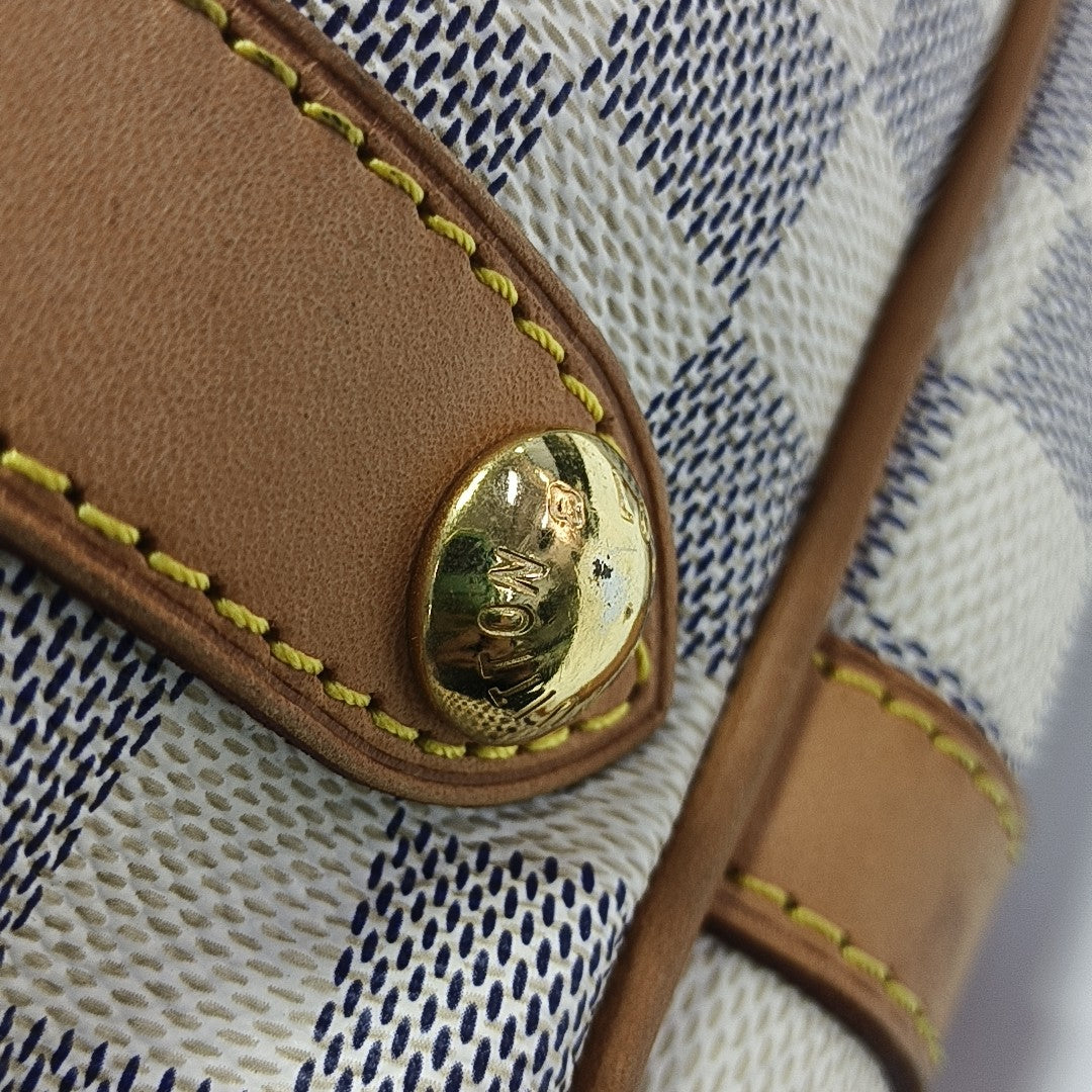 STRESA PM Damier Azur Coated Canvas White