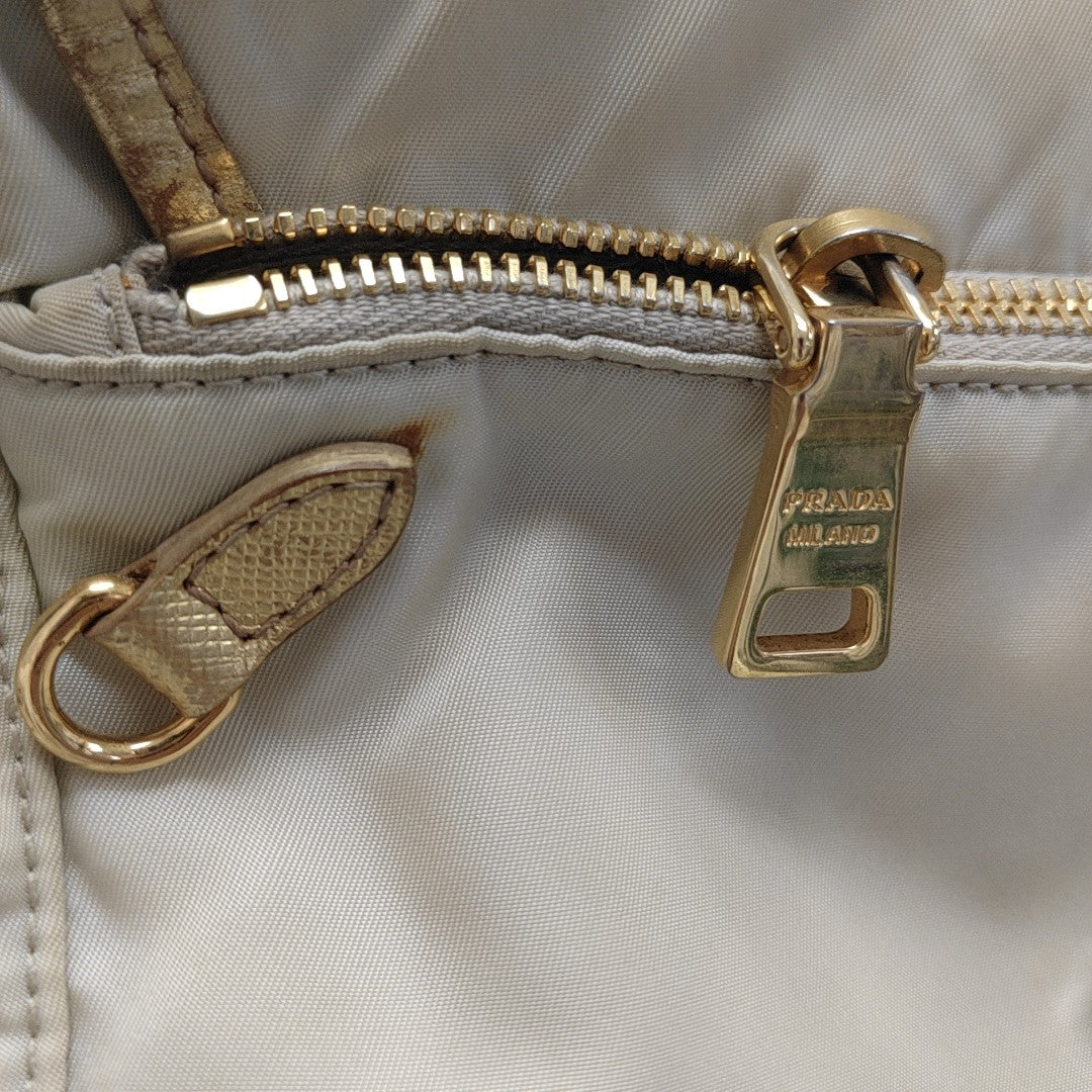 Nylon Shoulder Bag Beige
