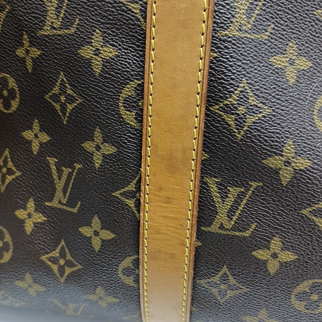 KEEPALL 50 Monogram Coated Canvas Brown
