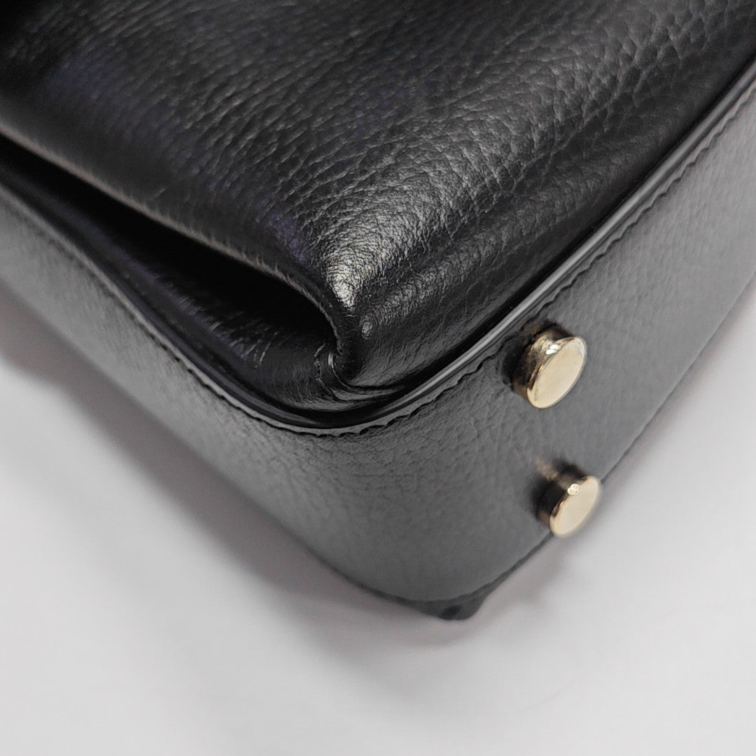 Interlocking G Large Calfskin Black