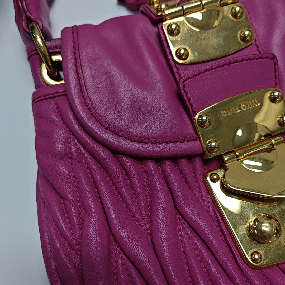Miu Coffer Quilted Lambskin Pink