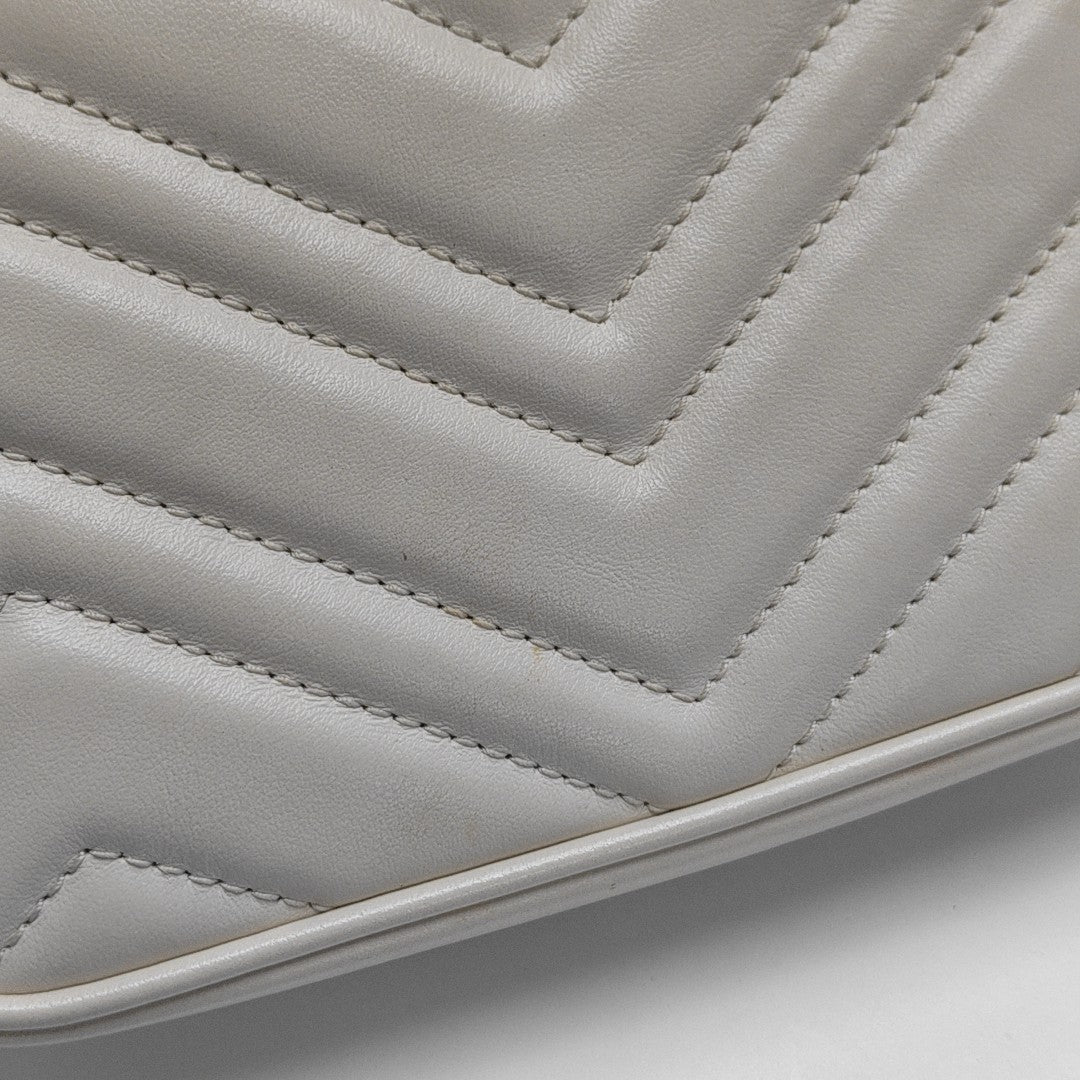 GG Marmont Mini Quilted Calfskin White