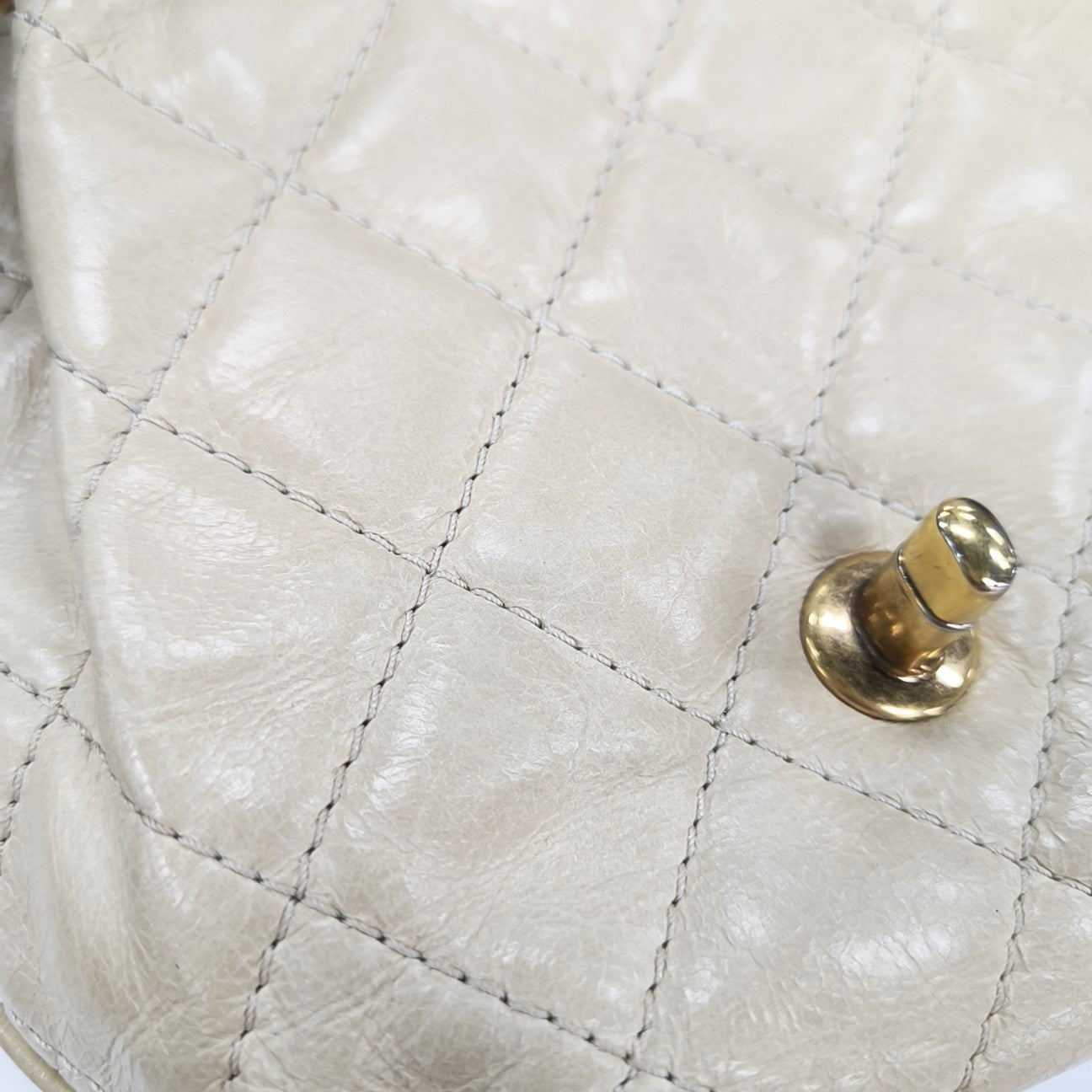 Quilted Calfskin Shoulder Bag Beige