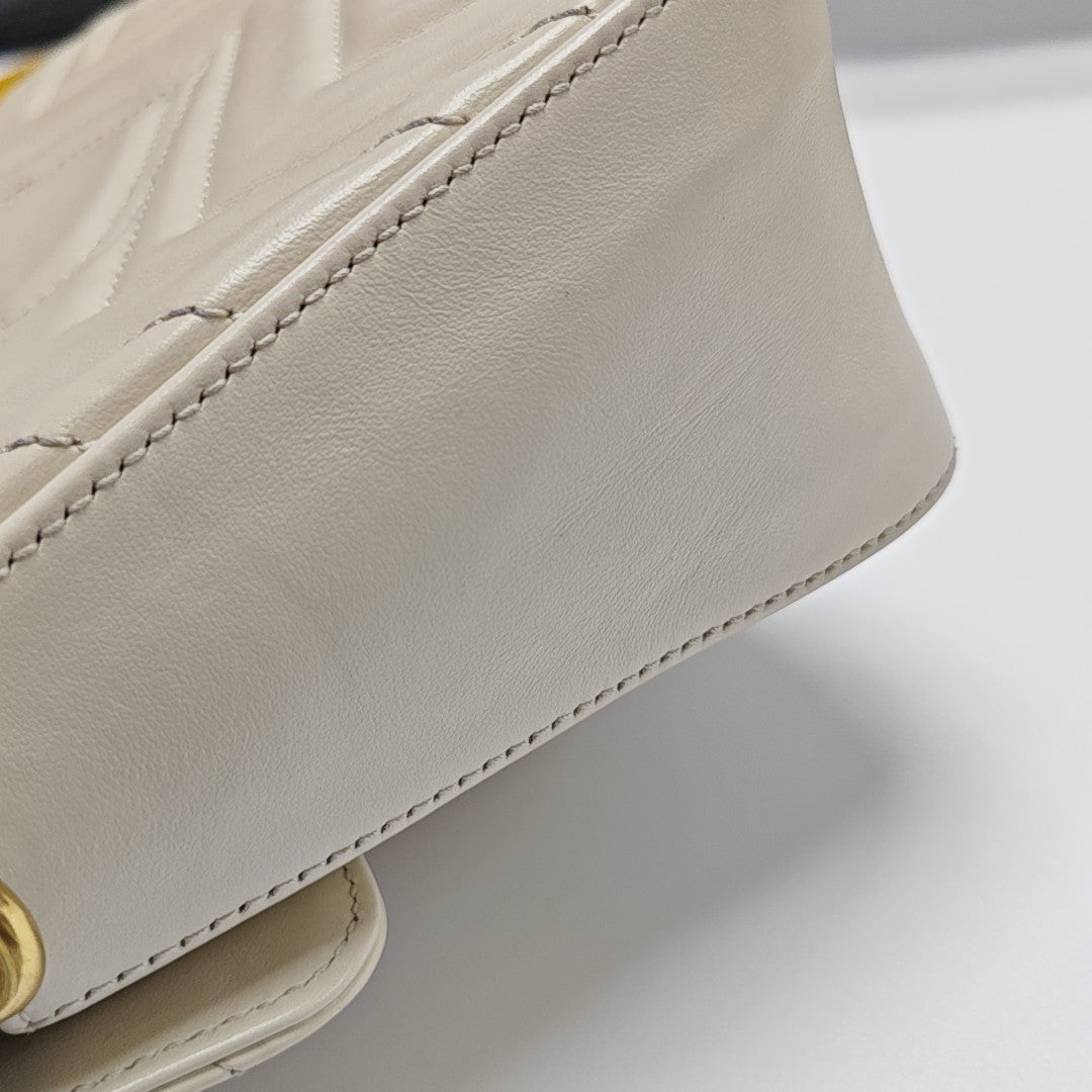 GG Marmont Mini Quilted Calfskin White
