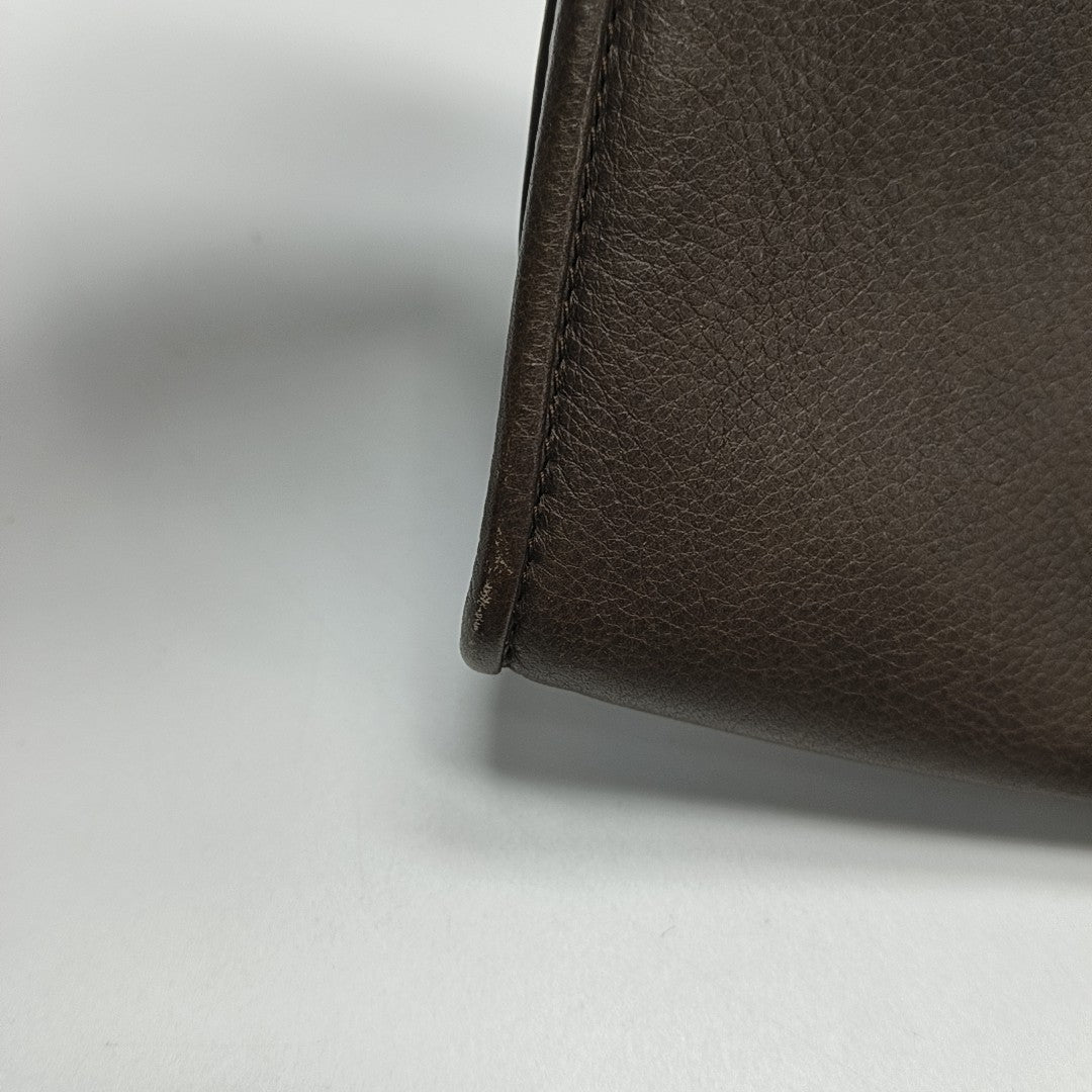 Calfskin Top Handle Bag Brown