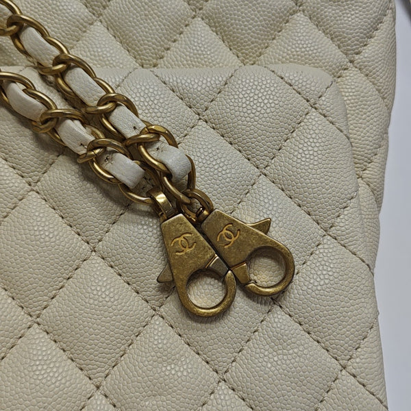 COCO HANDLE Medium Quilted Grained Calfskin Beige