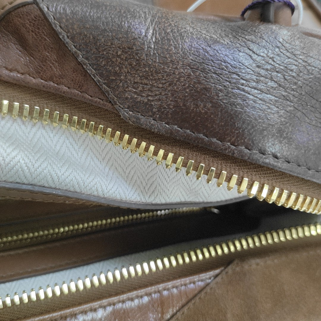 Calfskin Top Handle Bag Brown