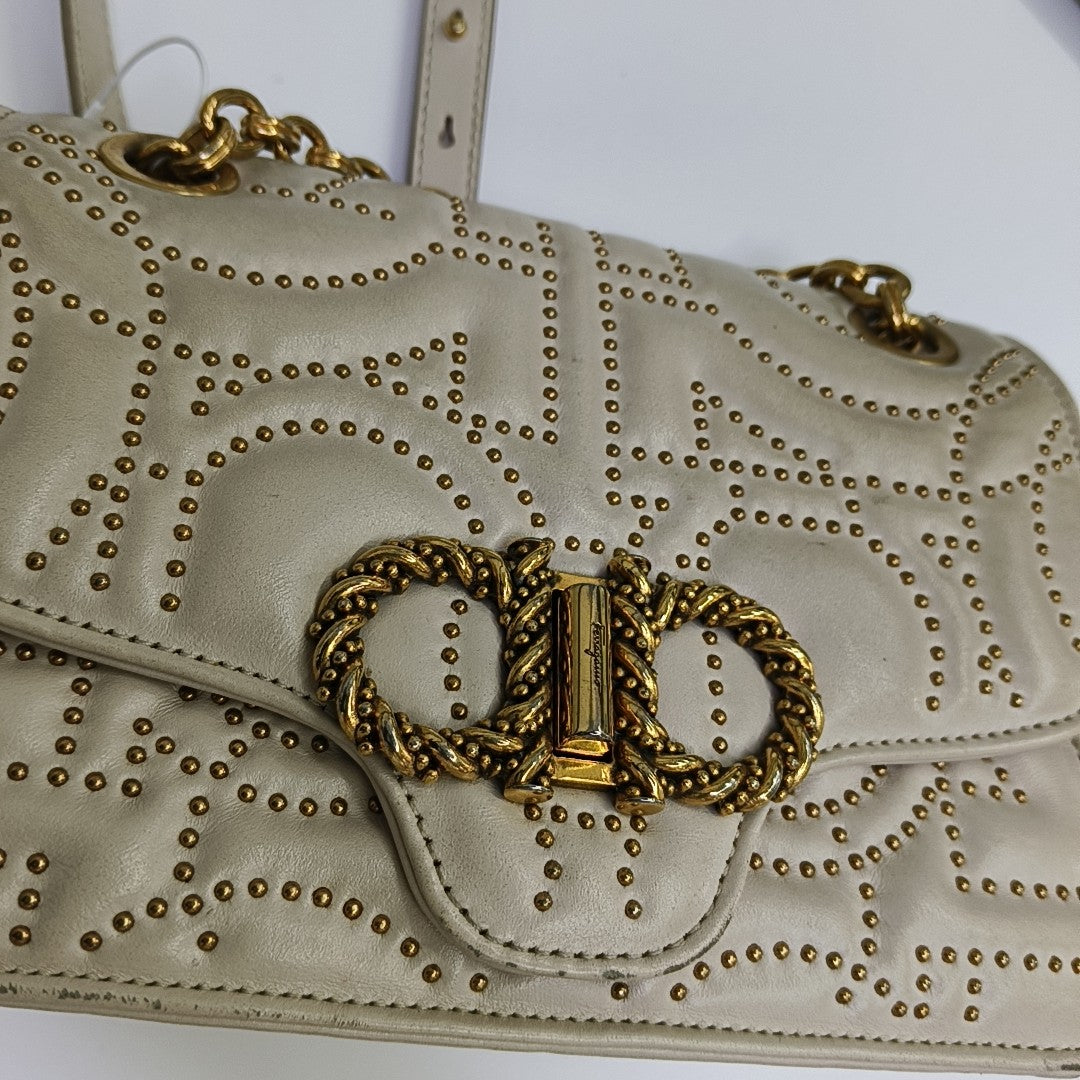 Gancini Quilted Calfskin White