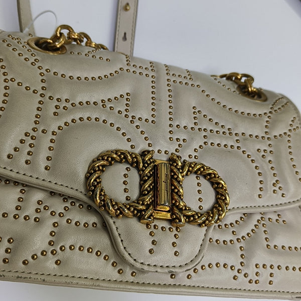 Gancini Quilted Calfskin White