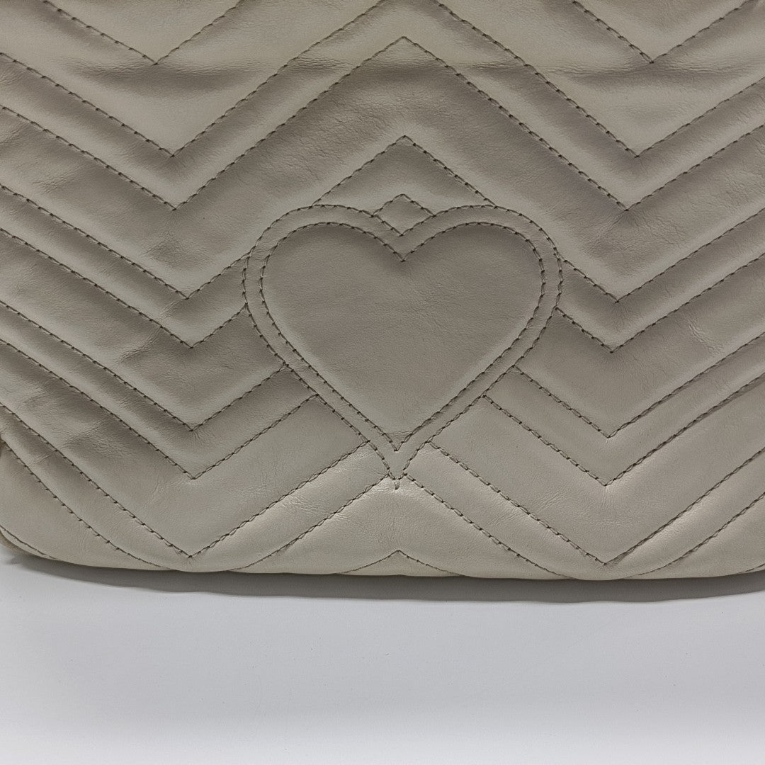 GG Marmont Medium Quilted Calfskin White