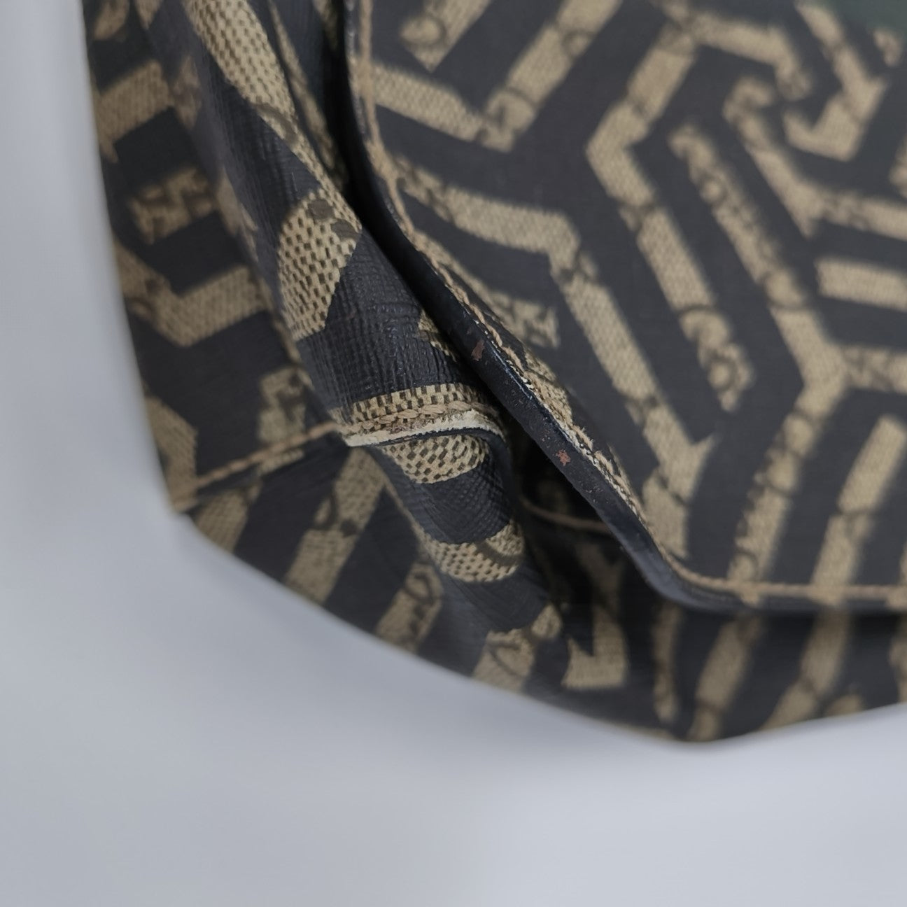 Coated Canvas Shoulder Bag Brown