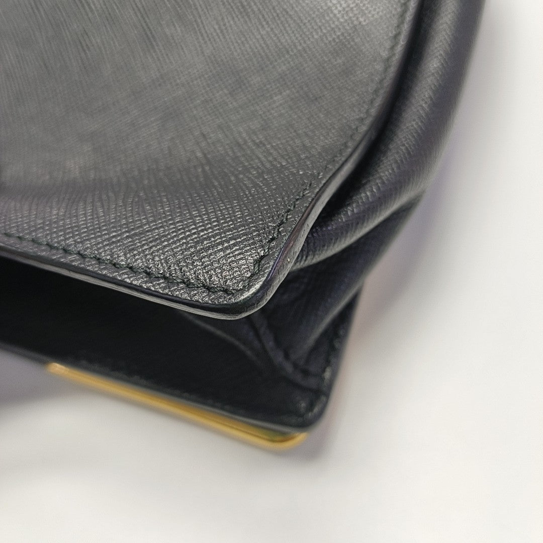 Saffiano Calfskin Shoulder Bag Black