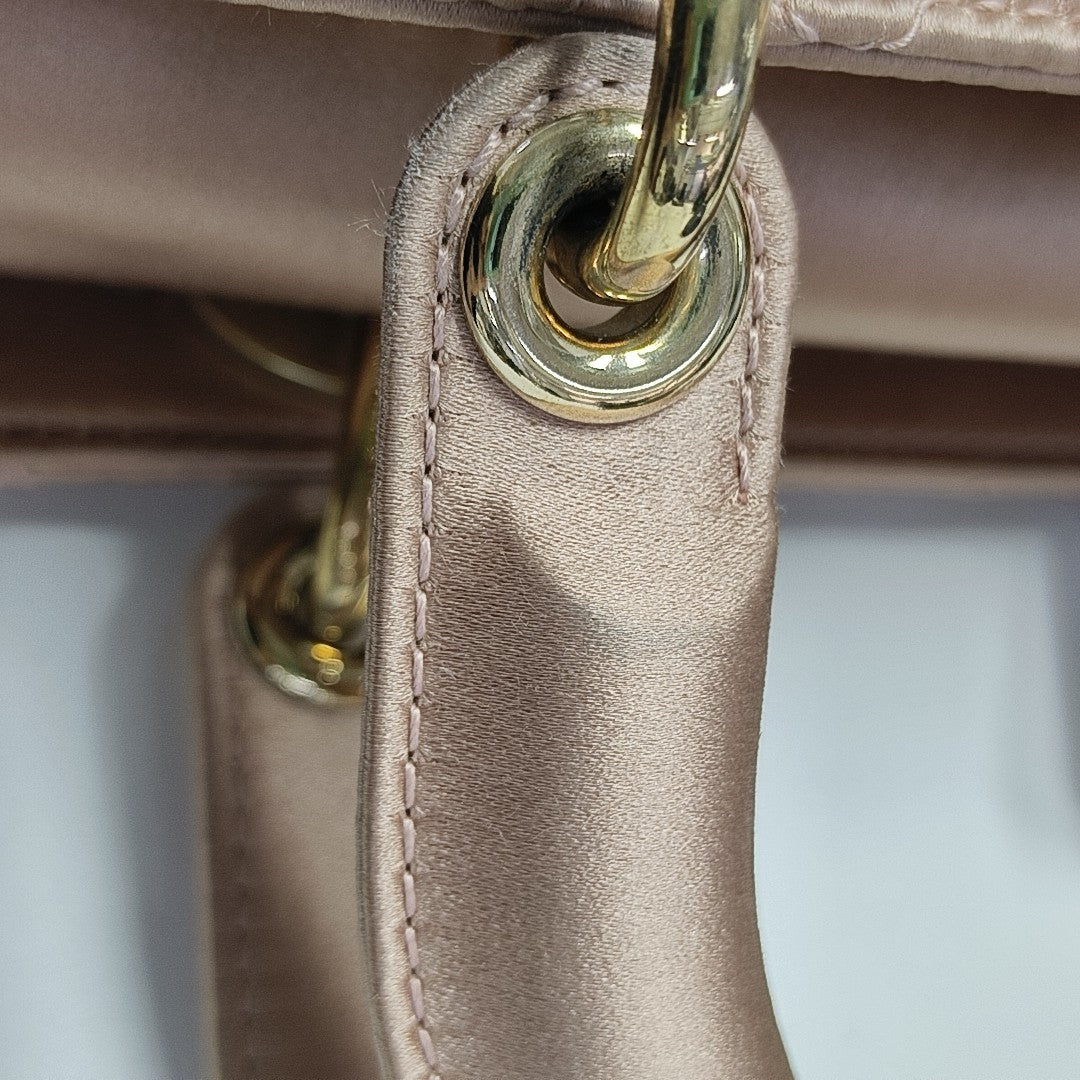 Lady Dior Small Cannage Silk Satin Pink