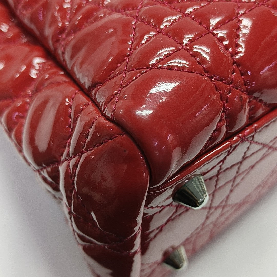 Dior Soft Large Cannage Patent Leather Red