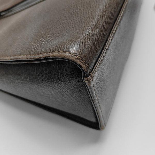 Calfskin Top Handle Bag Brown