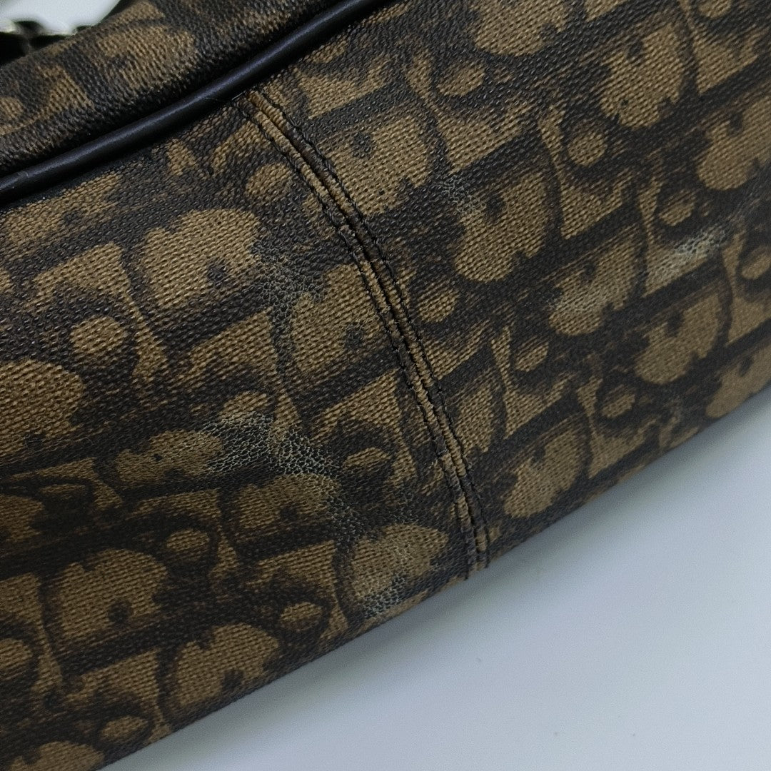 Oblique Coated Canvas Tote Bag Brown
