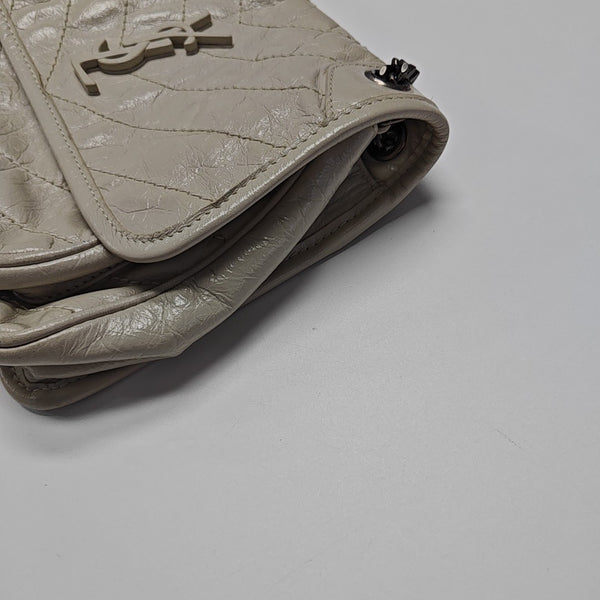 NIKI Small Chevron Calfskin White
