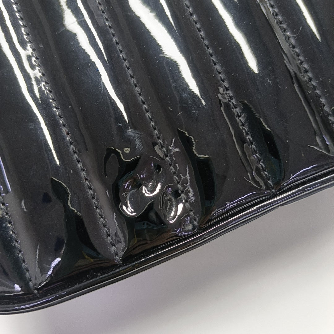 Quilted Patent Leather Shoulder Bag Black