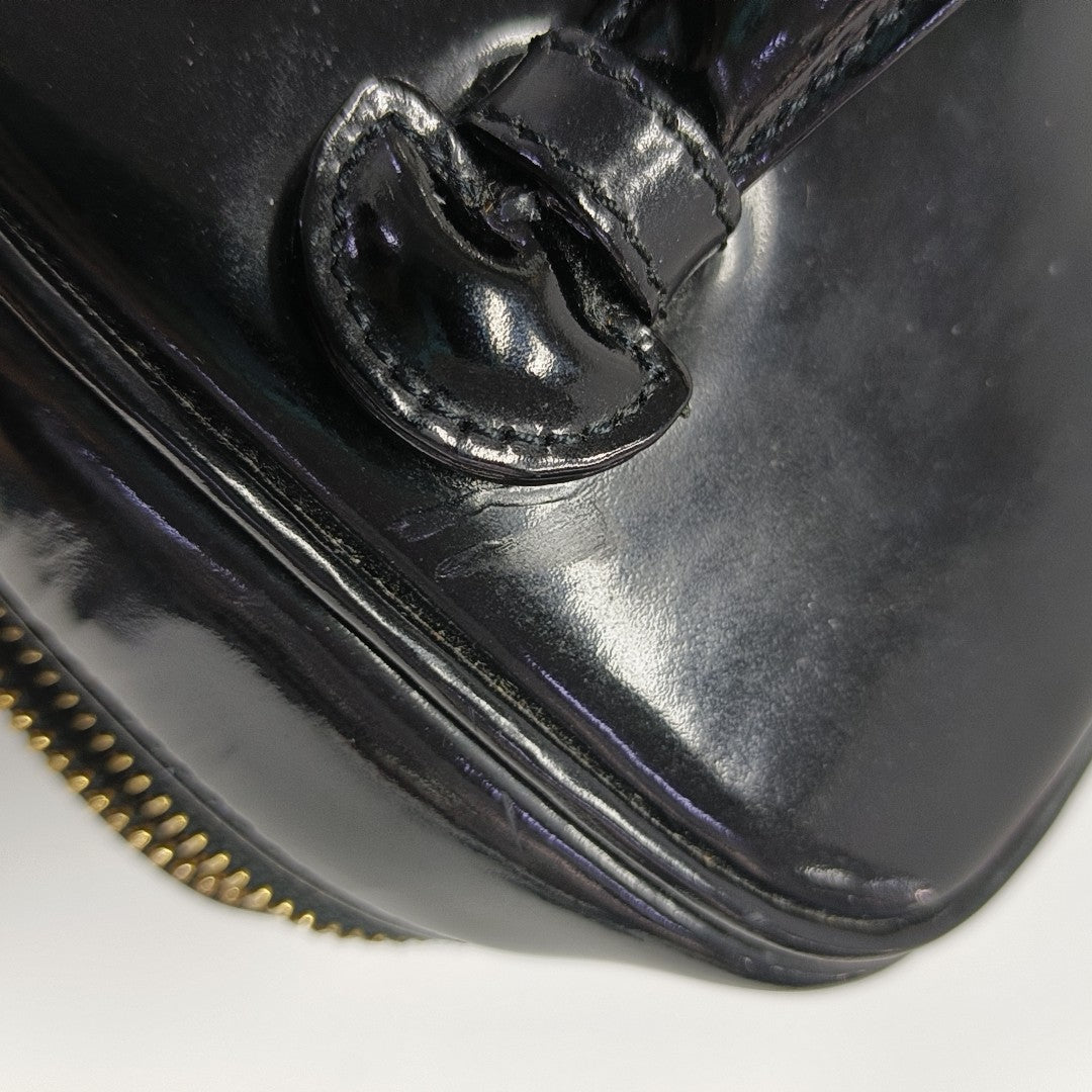 VINTAGE COSMETIC BAGS Patent Leather Black