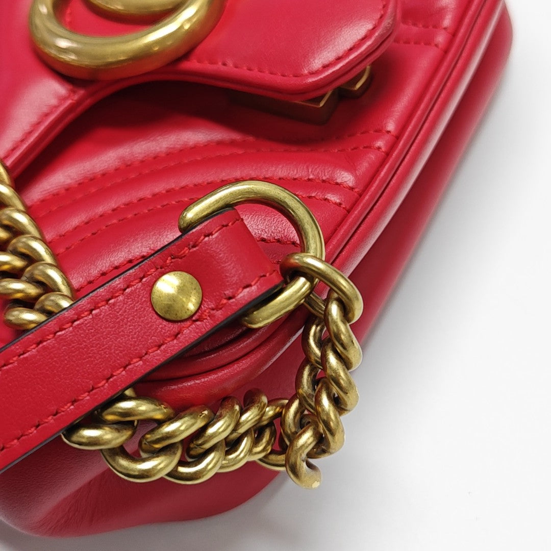 GG Marmont Mini Quilted Calfskin Red