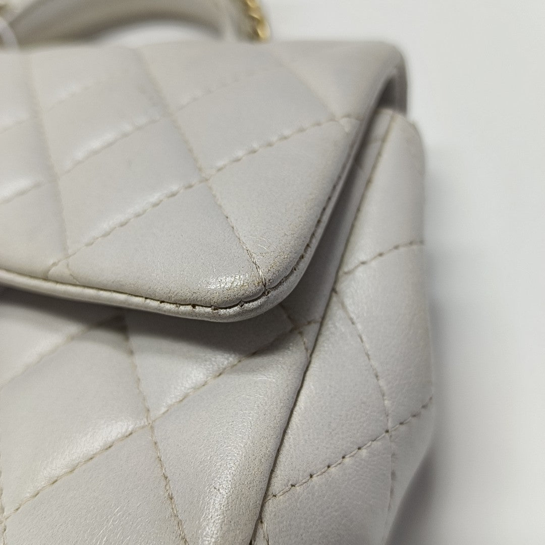 Quilted Lambskin Shoulder Bag White