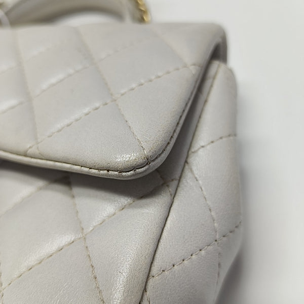 Quilted Lambskin Shoulder Bag White