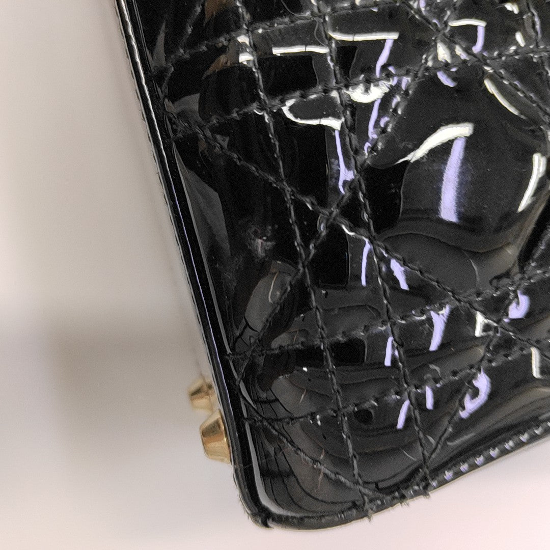 Lady Dior Mini Cannage Patent Leather Black