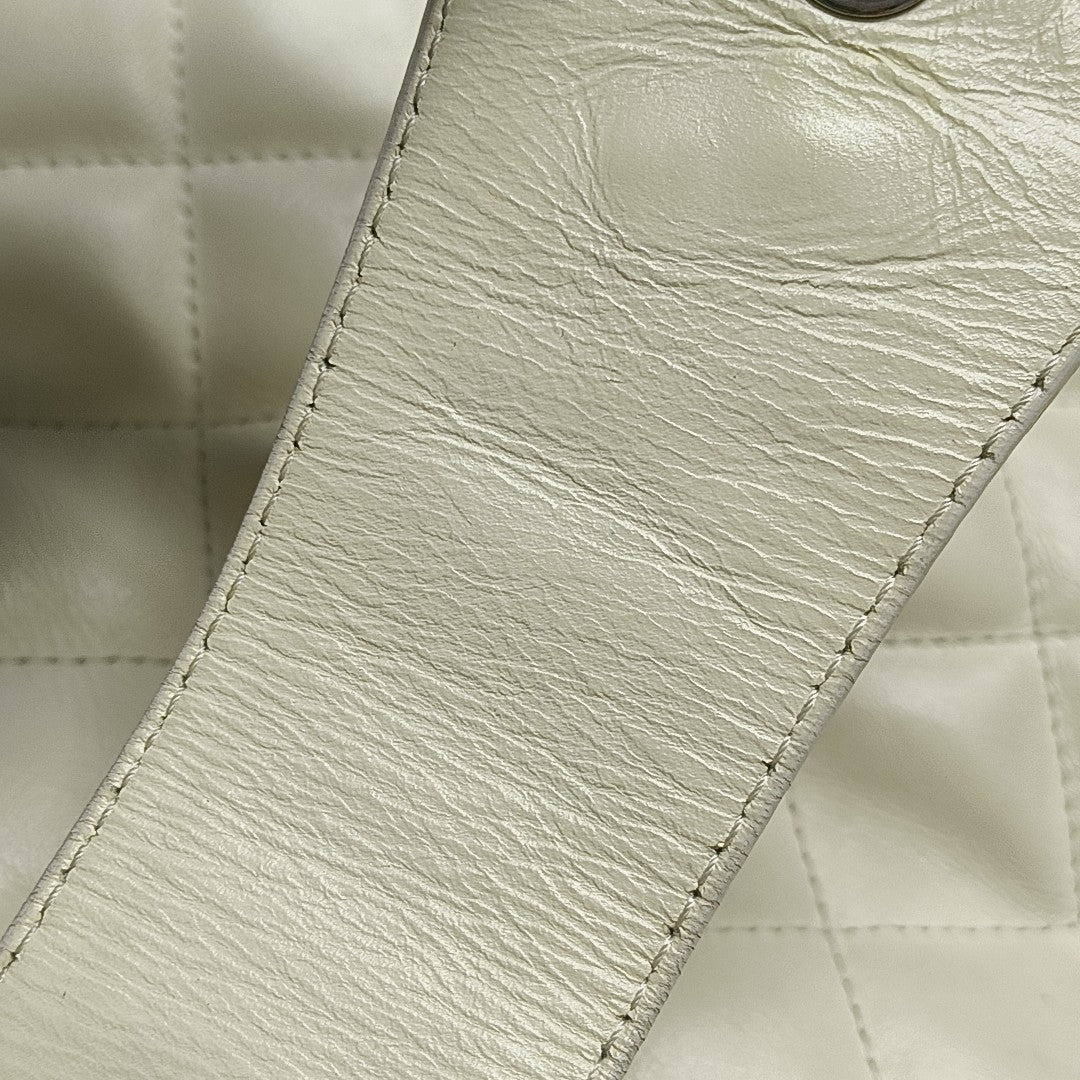 Quilted Calfskin Tote Bag White