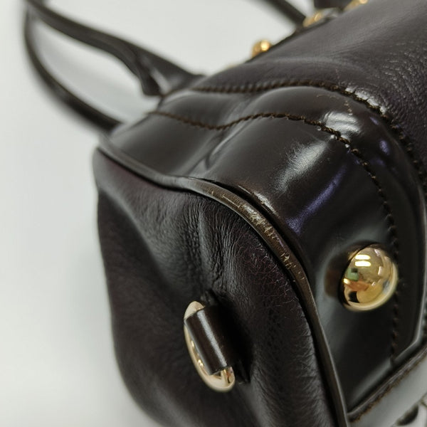 Leather Top Handle Bag Red