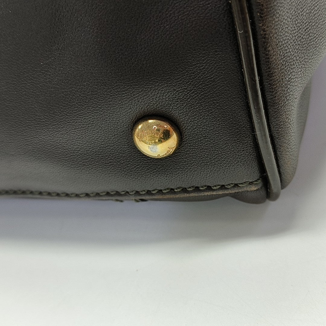 Quilted Calfskin Top Handle Bag Brown