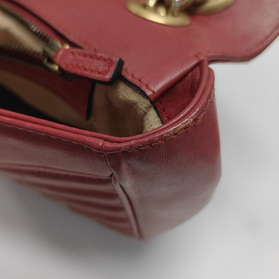 GG Marmont Medium Quilted Calfskin Red