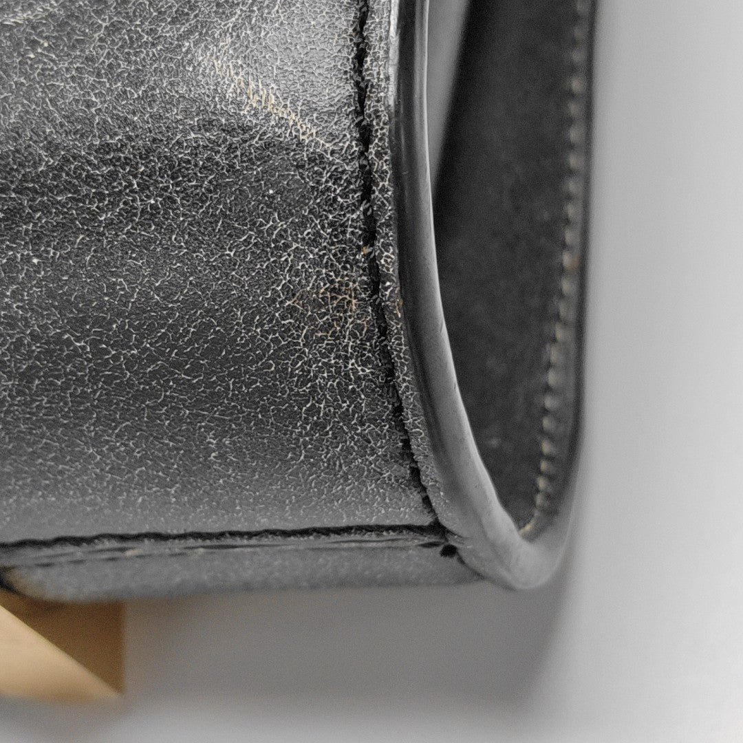 Leather Top Handle Bag Black