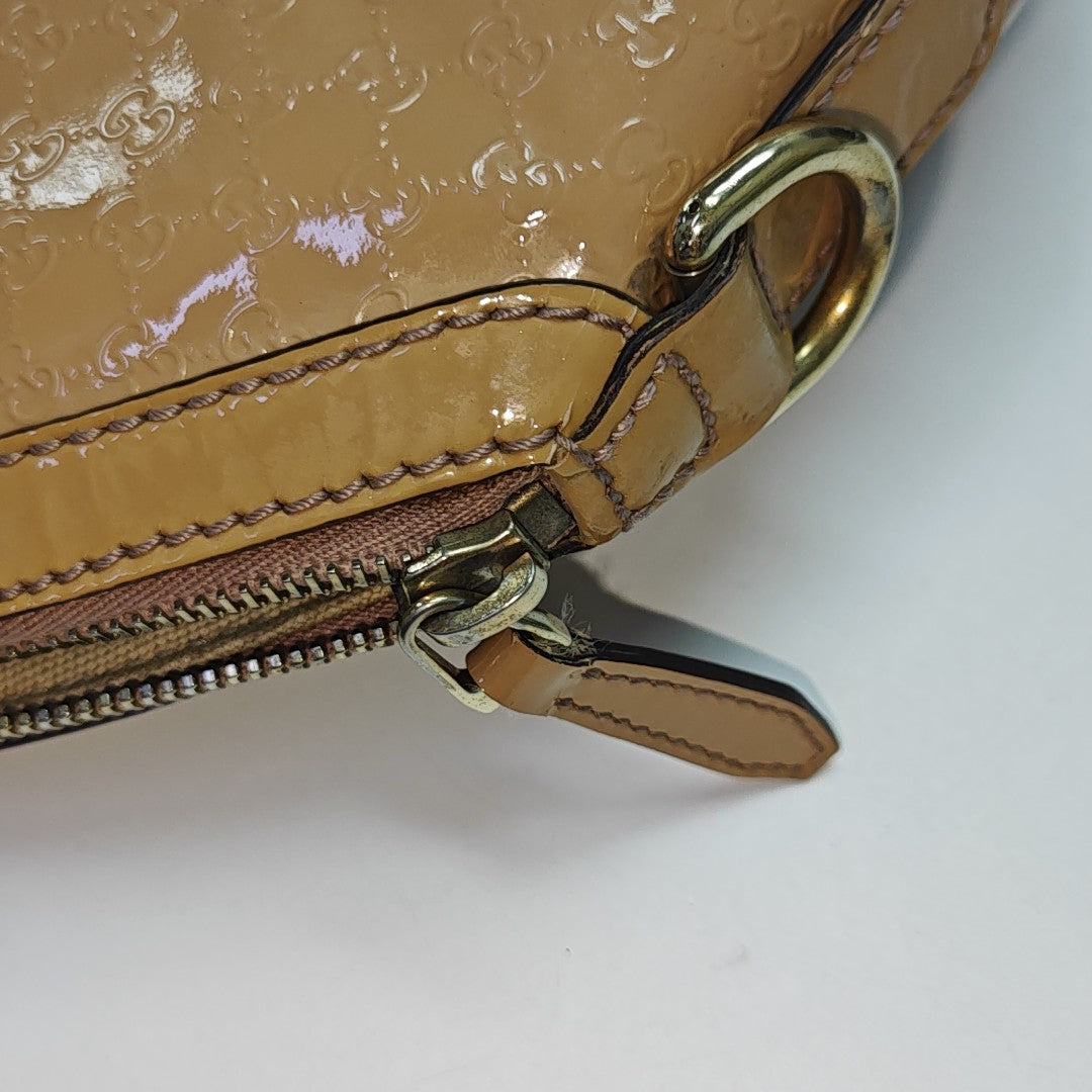Monogram Patent Leather Shoulder Bag Beige
