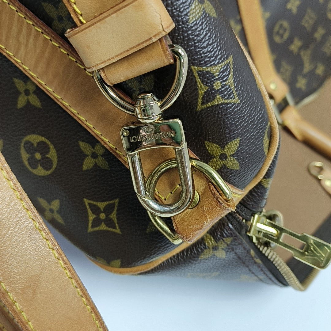 KEEPALL 60 Monogram Coated Canvas Brown