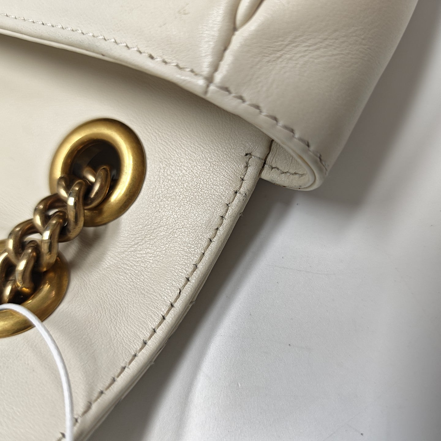GG Marmont Medium Quilted Calfskin White