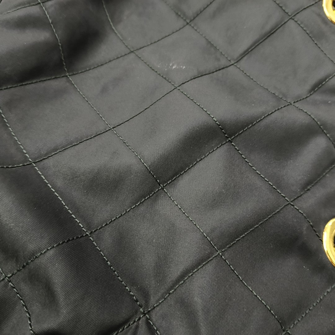 Chain Tote Quilted Nylon Black