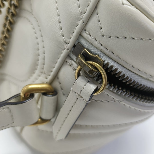 GG Marmont Mini Quilted Calfskin White