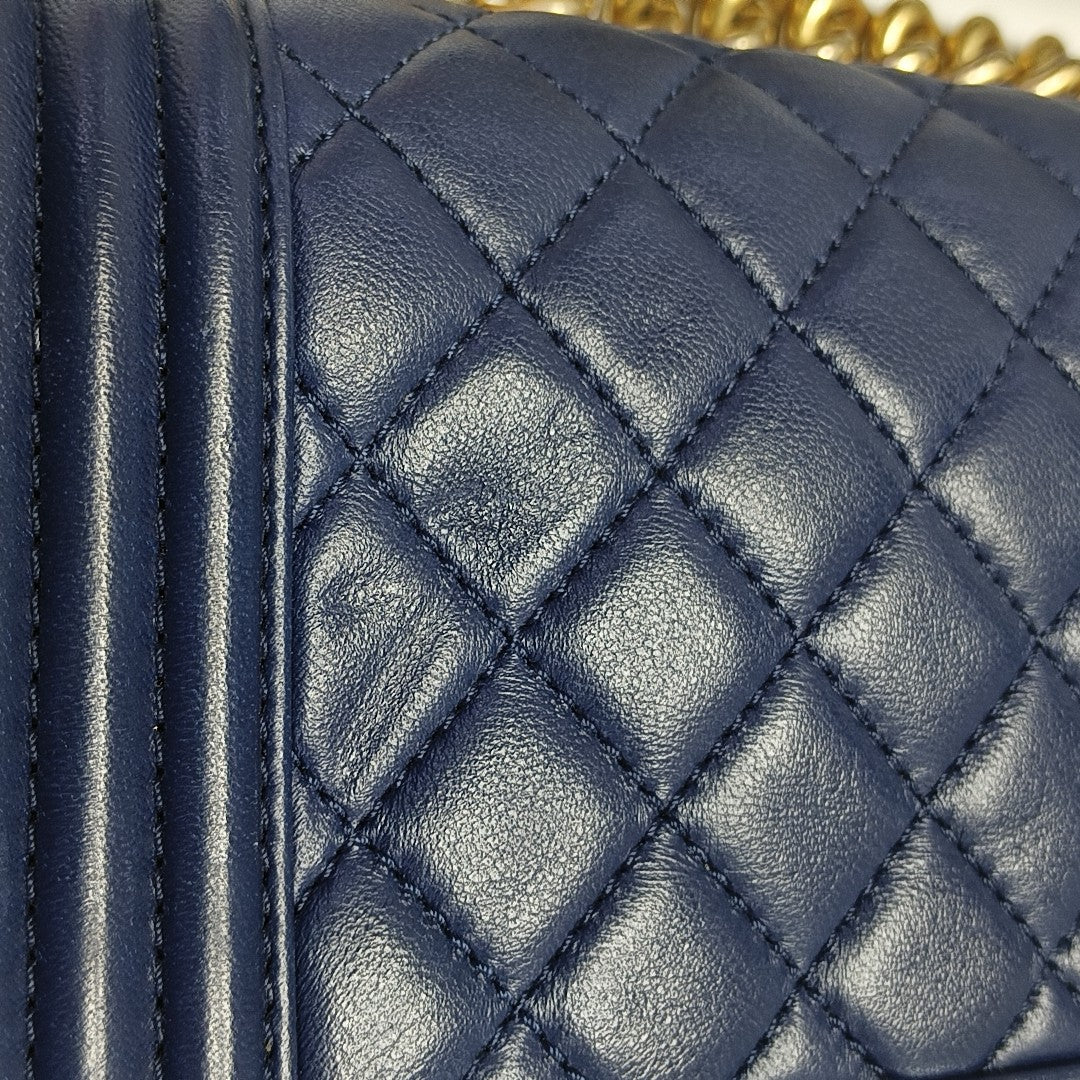 BOY CHANEL Small Quilted Lambskin Blue