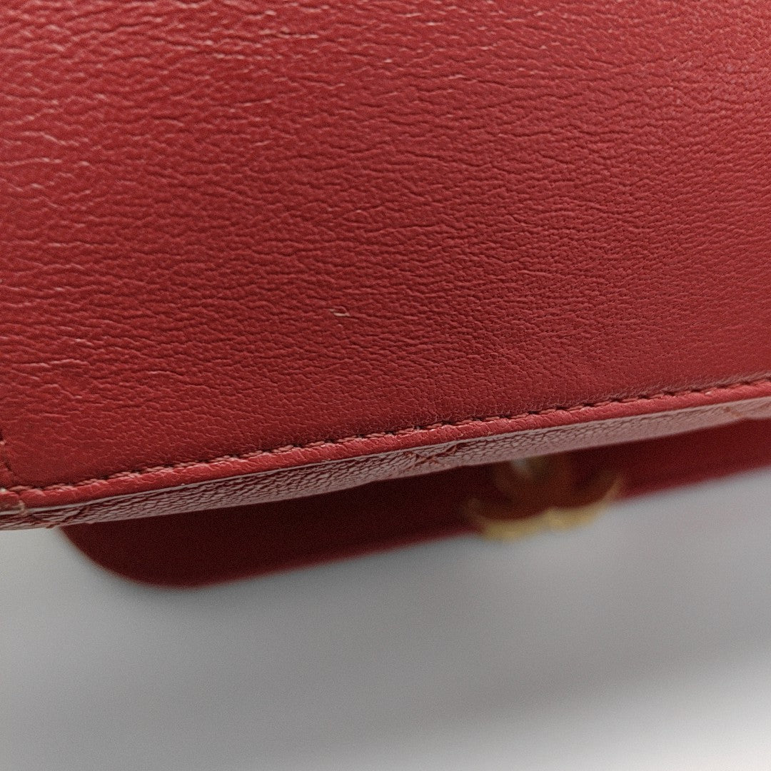 CHAIN INFINITY TOP HANDLE Medium Quilted Lambskin Red