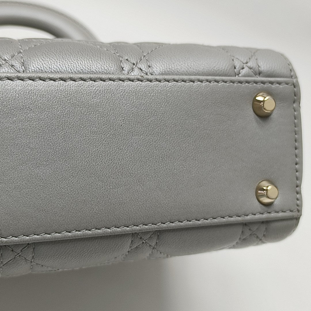 Lady Dior Mini Cannage Lambskin Gray