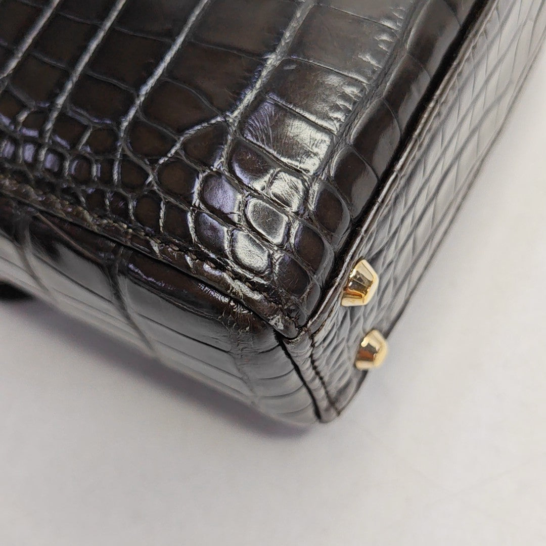 Lady Dior Mini Crocodile Brown