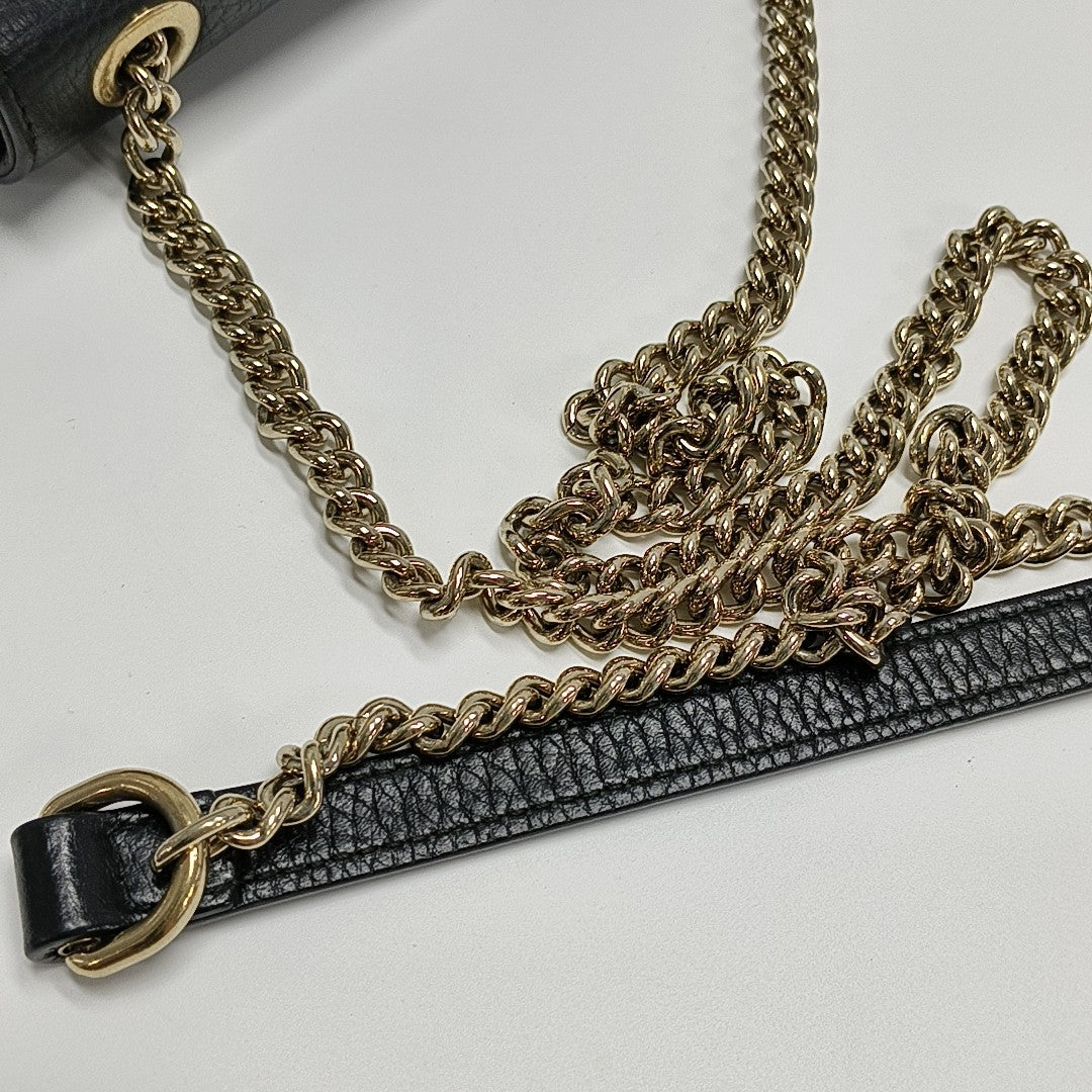 Interlocking G Small Calfskin Black